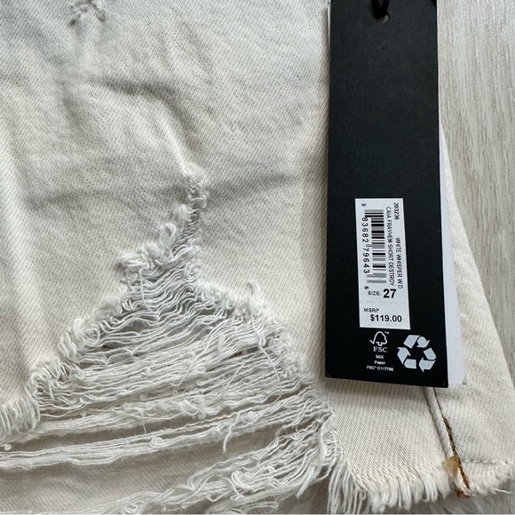 True Religion Women's CAIA High Rise Destroyed Frey Hem Denim Cutoffs Shorts - Picture 8 of 15